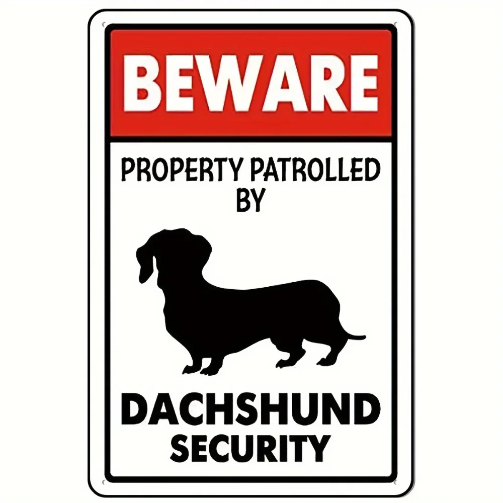 Home Security Bars - Металлическая табличка «Осторожно, такса» - винтажный