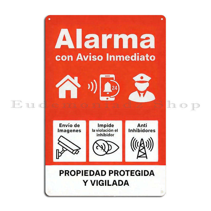 Home Security Gadgets - Винтажная металлическая табличка-постер «Ретро система сигнализации