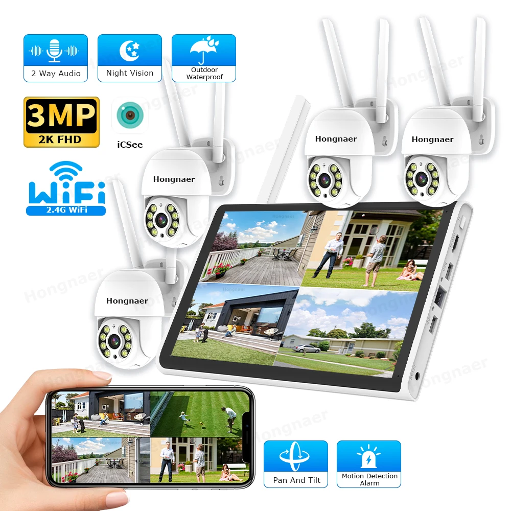 Home Security Systems - Комплект беспроводной системы видеонаблюдения Hongnaer 2026: