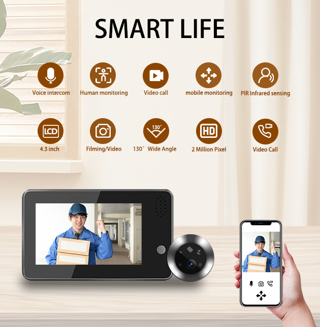 Home Security Indoor Cameras - 4,3-дюймовый Wi-Fi видеодомофон Tuya Smartlife с