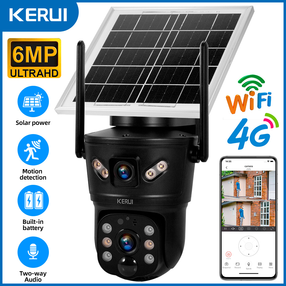 Home Security Video Cameras - KERUI уличная 6-мегапиксельная солнечная камера 4G