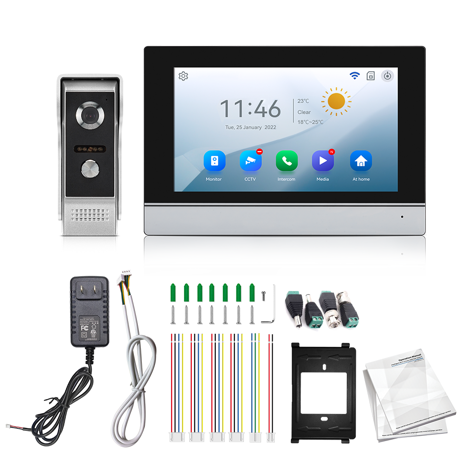 Home Security Indoor Cameras - 7-дюймовый IPS-экран, 2 МП, Tuya, пульт