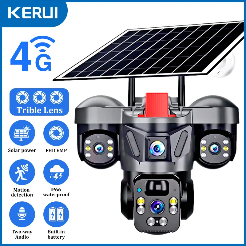 Home Security Indoor Cameras - KERUI Открытый PTZ 6MP 4G SIM
